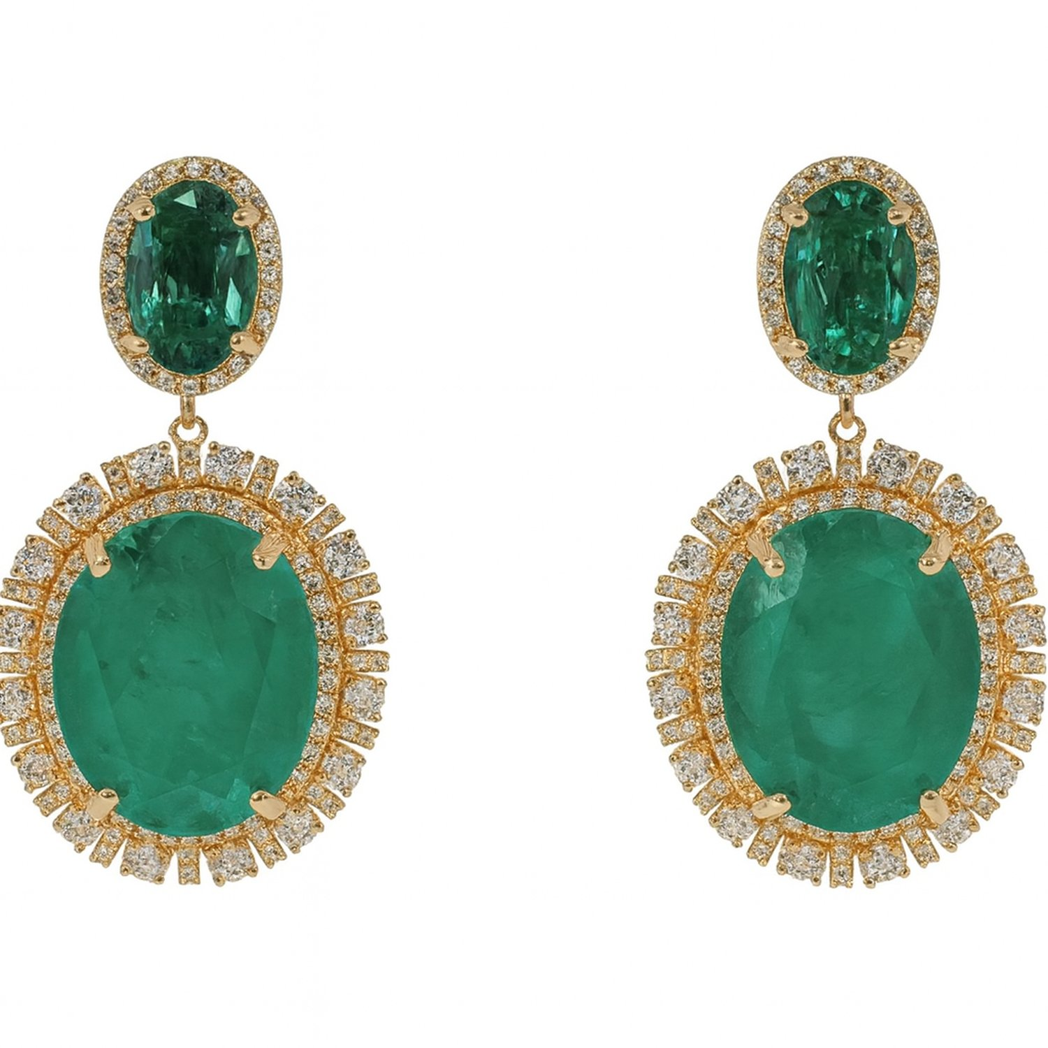 Gemma Flawed Emerald Clip Drop Earrings