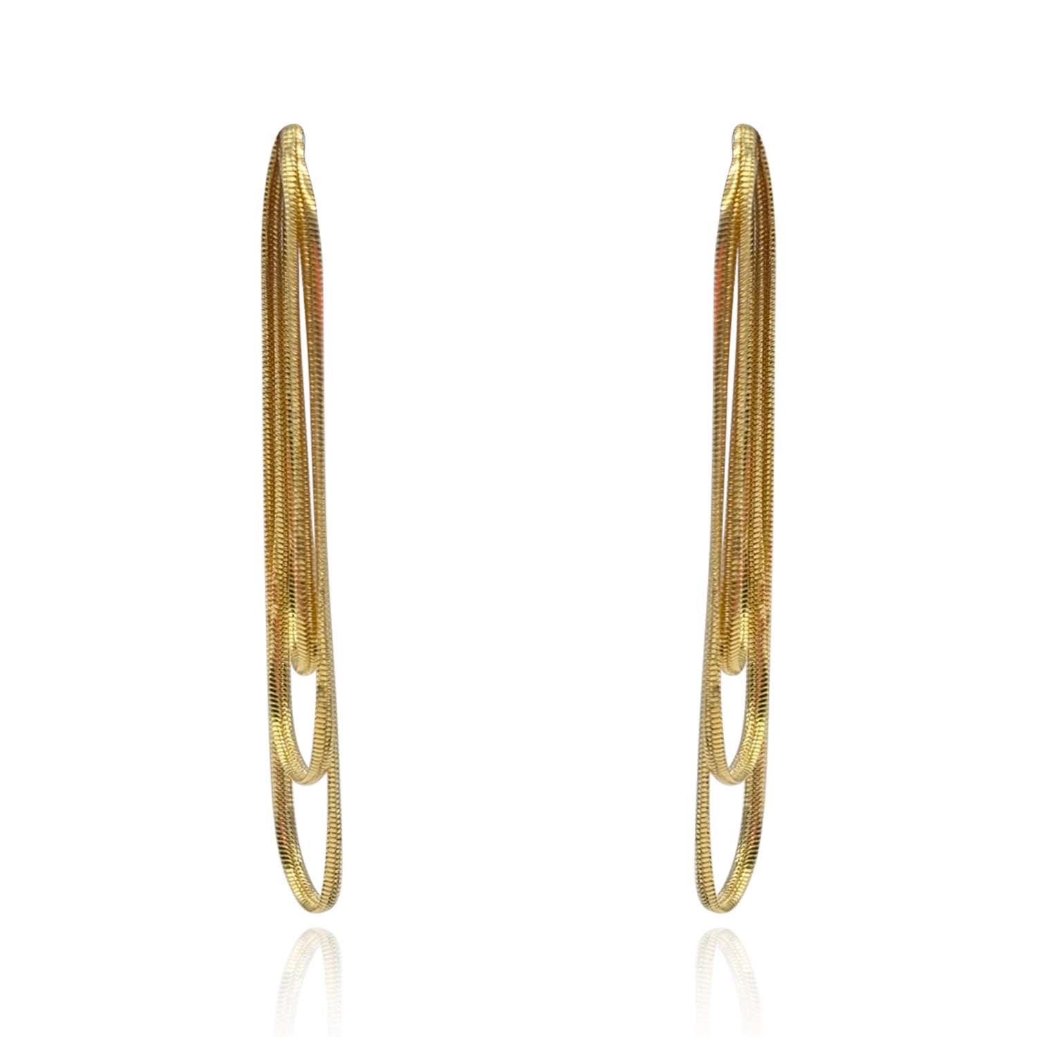 Melania Double Gold Cobra Chain Pierced Earrings