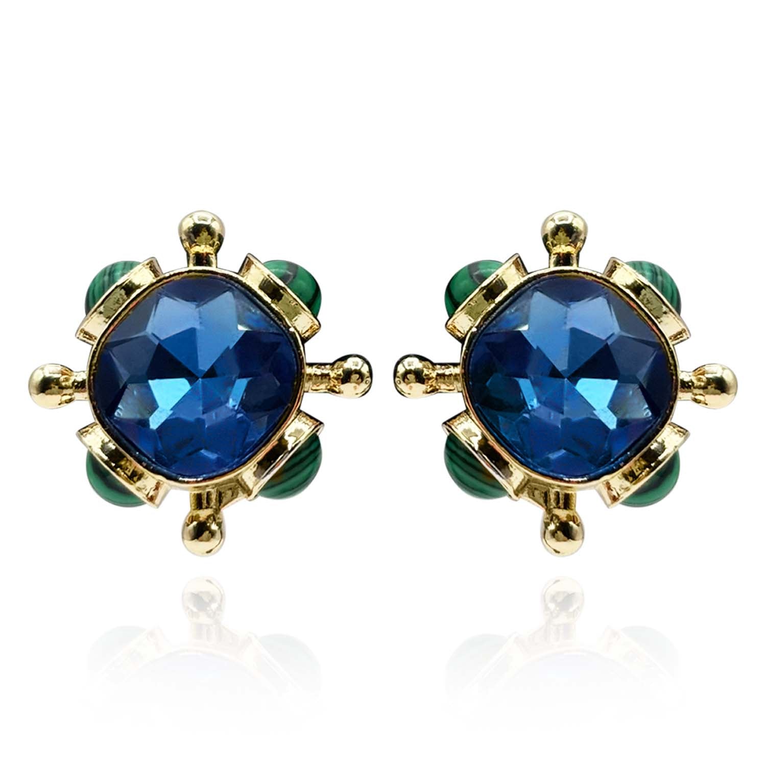 Monica Sapphire And Malachite Sputnik Earrings