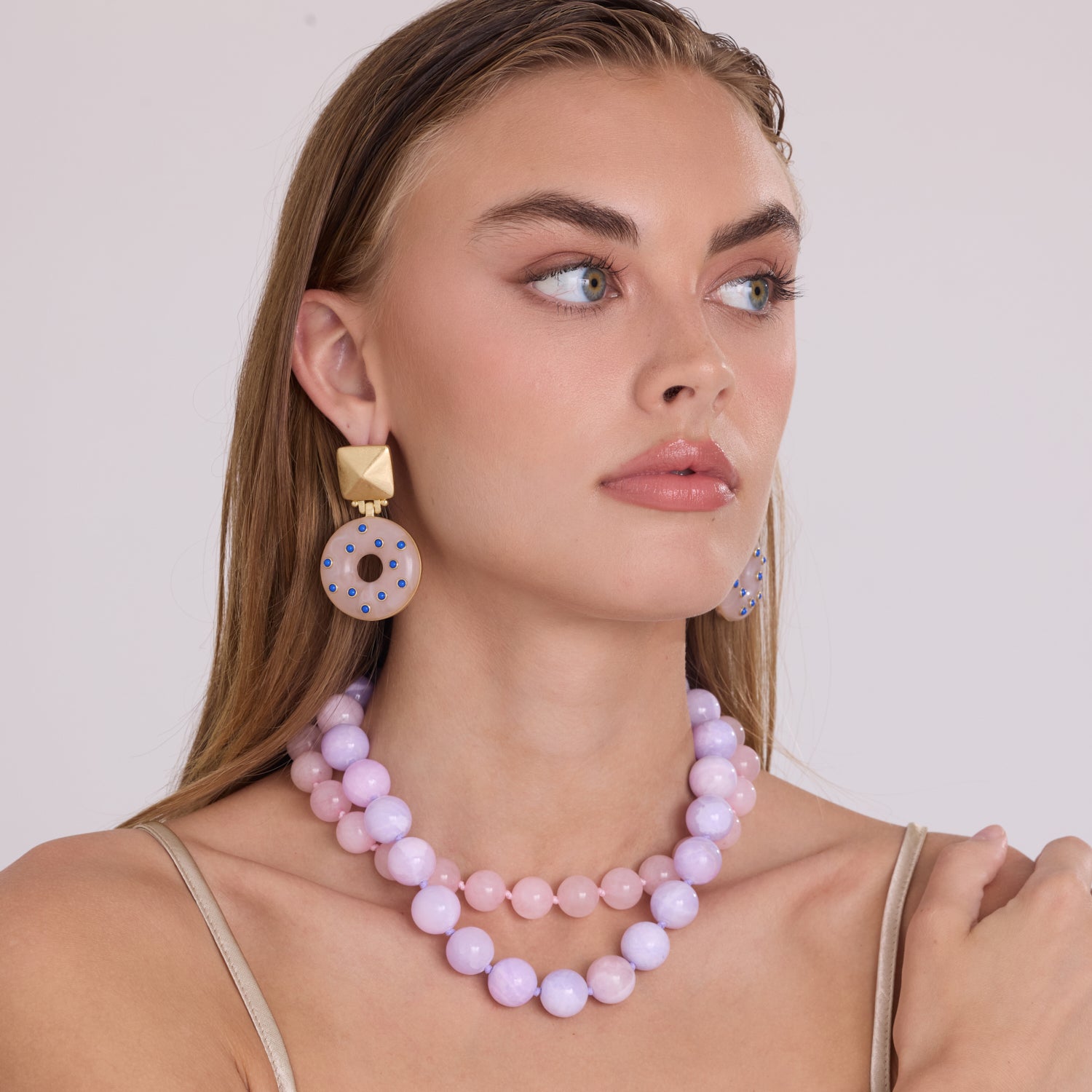 Abigail 16 Mm Purple Jade Semi Precious Necklace
