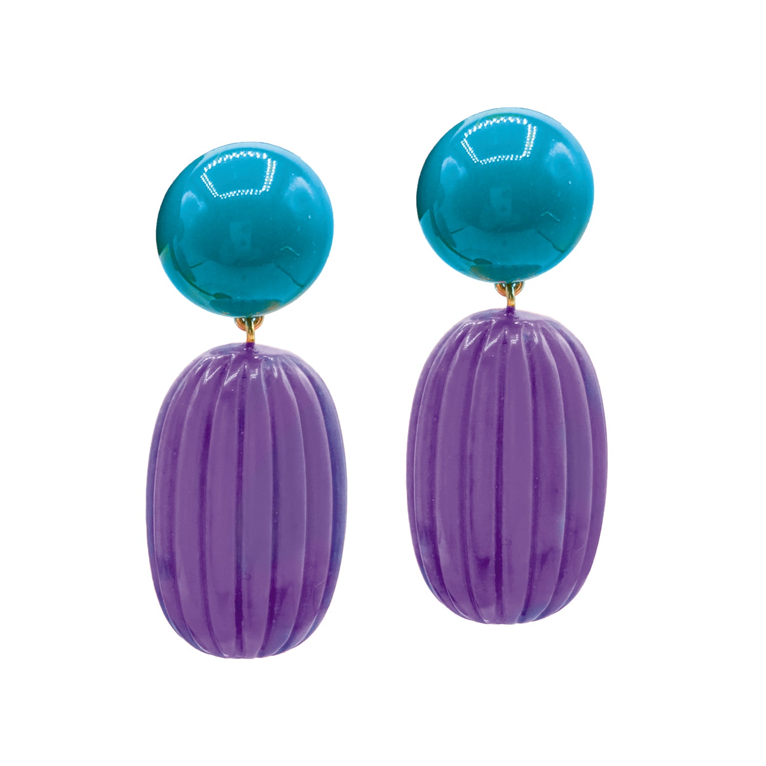Pendientes Arabella de resina turquesa y morada