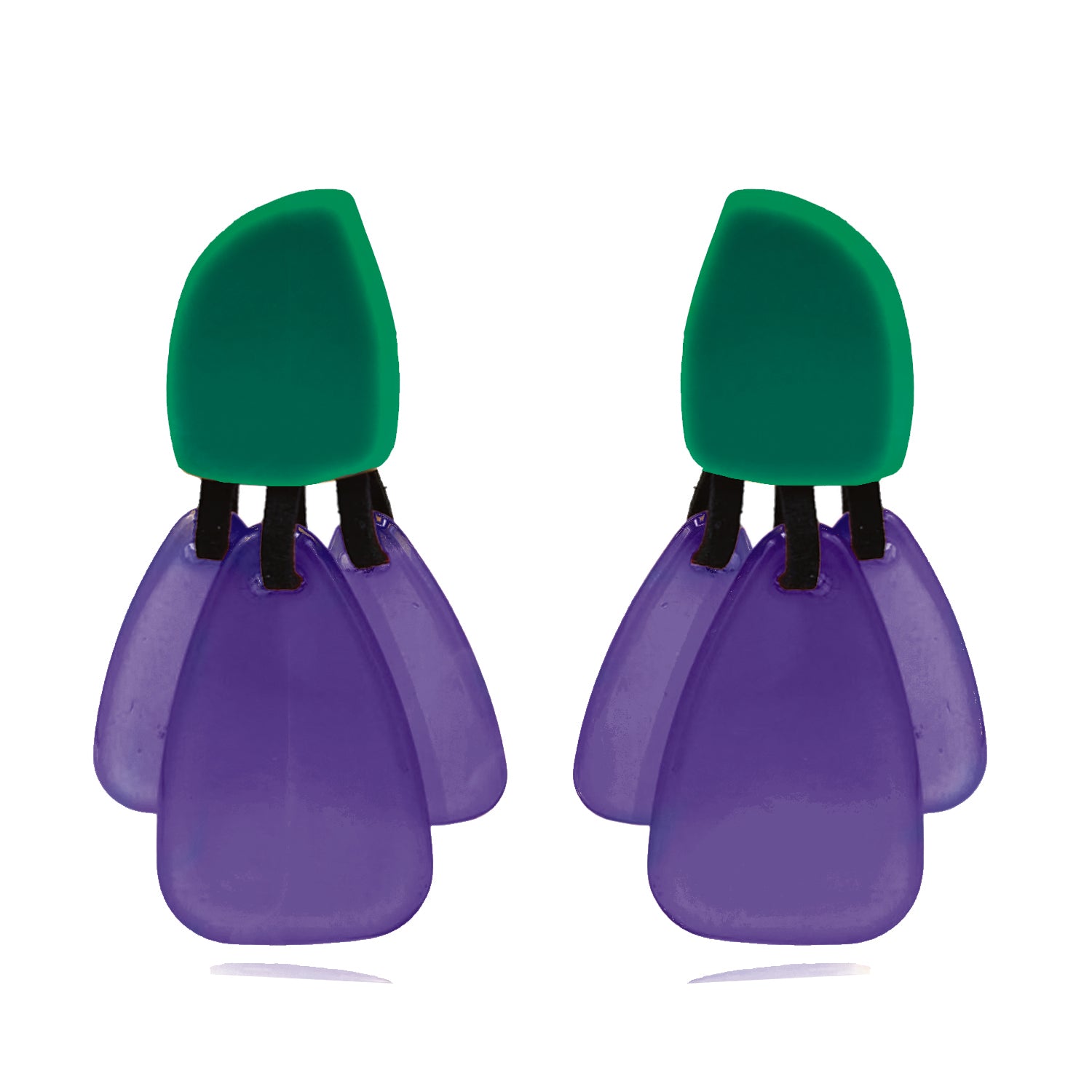 Patrizia Green Resin Pierced Top Earrings With Amethyst Resin Drops