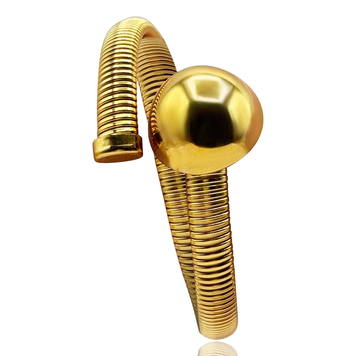 Lucie Gold Cobra Bracelet With Dome Accent