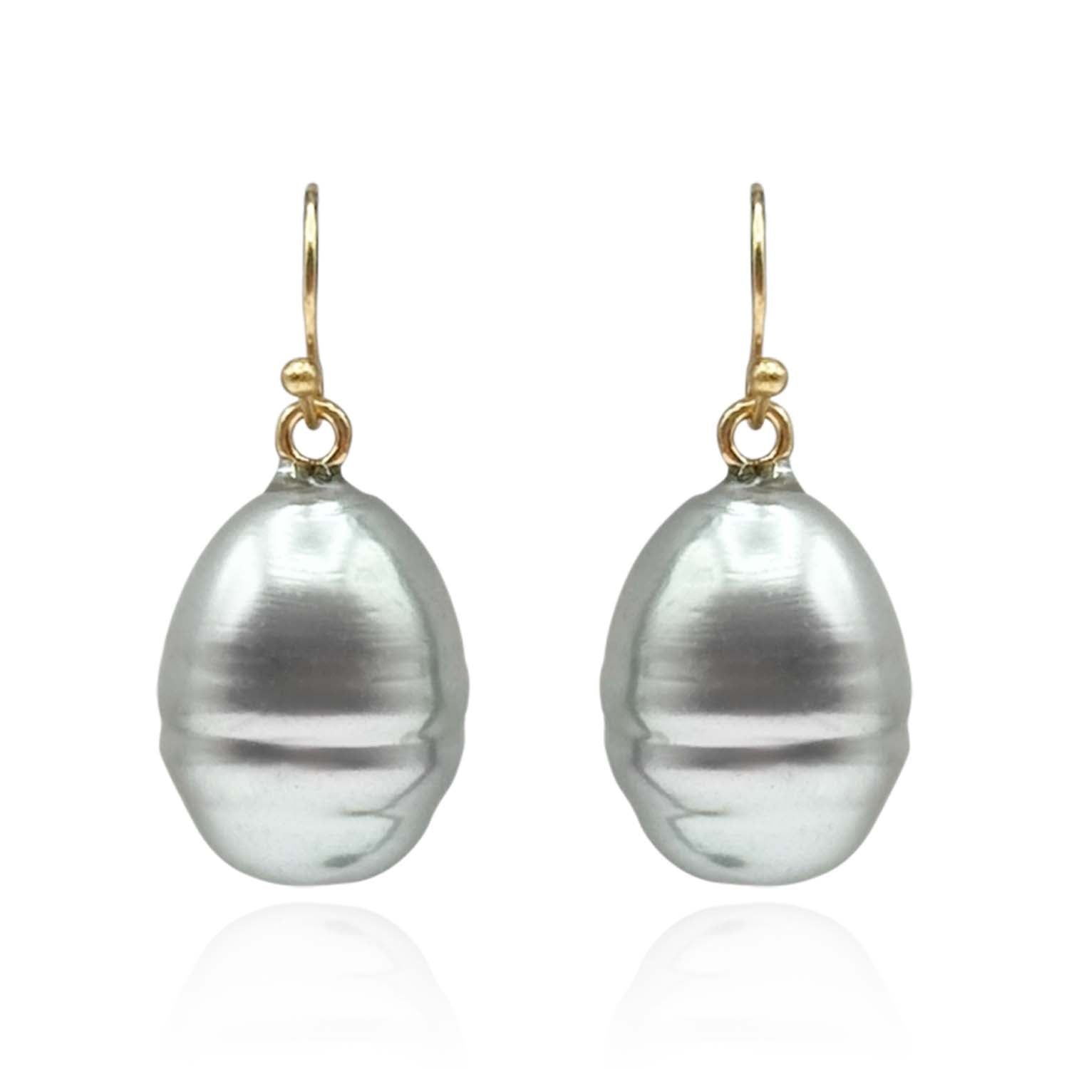 Marcella Grey Baroque Glass Pearl Drop Earrings