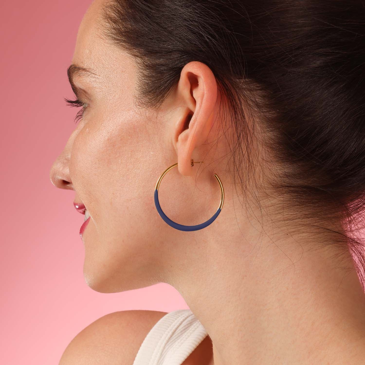 Ellery Black And Gold Enamel Hoop Earrings