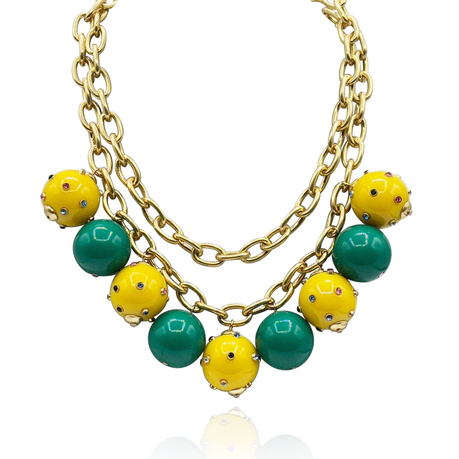 Collar Valentina con bolas de ámbar y jade tachonado