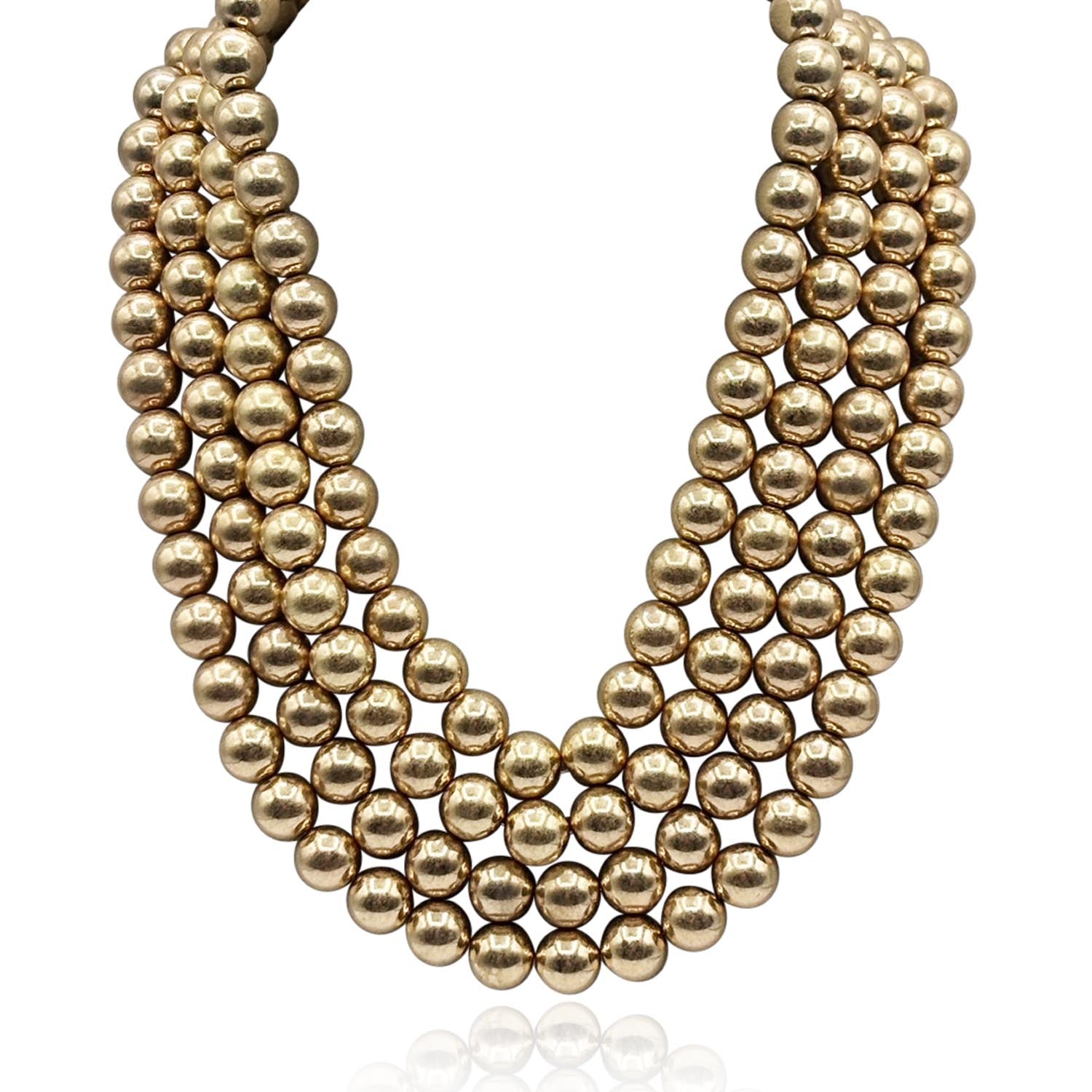 Irena Four Strand Worn Gold Bead Nesting Necklace