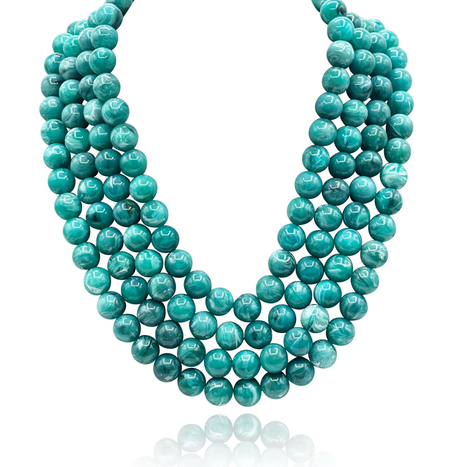 Irena Four Strand Turquoise Resin Bead Nesting Necklace