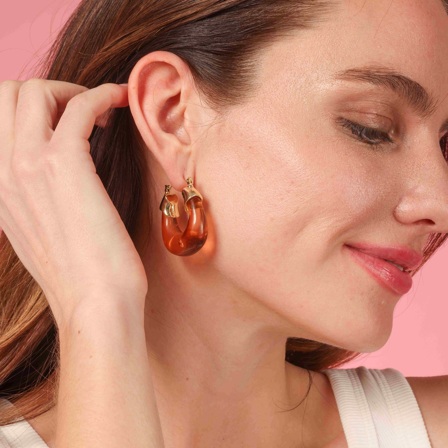 Winslow Topaz Resin And Gold Hoop Earrings