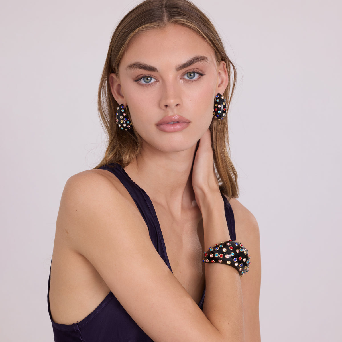 Chelsea Black Resin And Multi Color Crystal Cuff