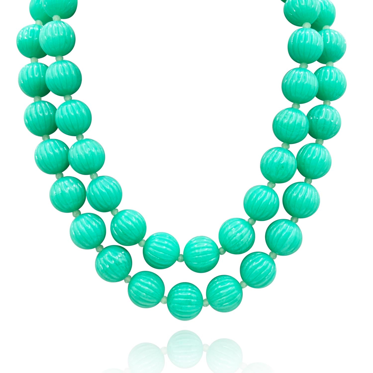 Vicenza Jade Resin Carved Sixteen Inches Melon Bead Necklace