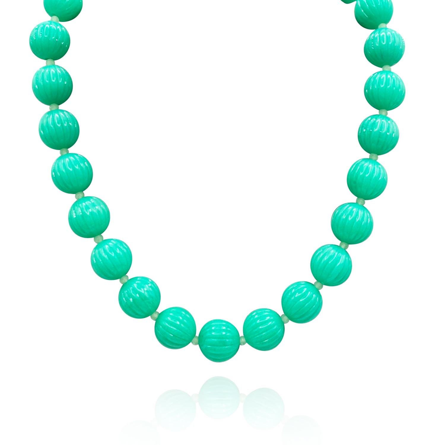 Vicenza Jade Resin Carved Sixteen Inches Melon Bead Necklace