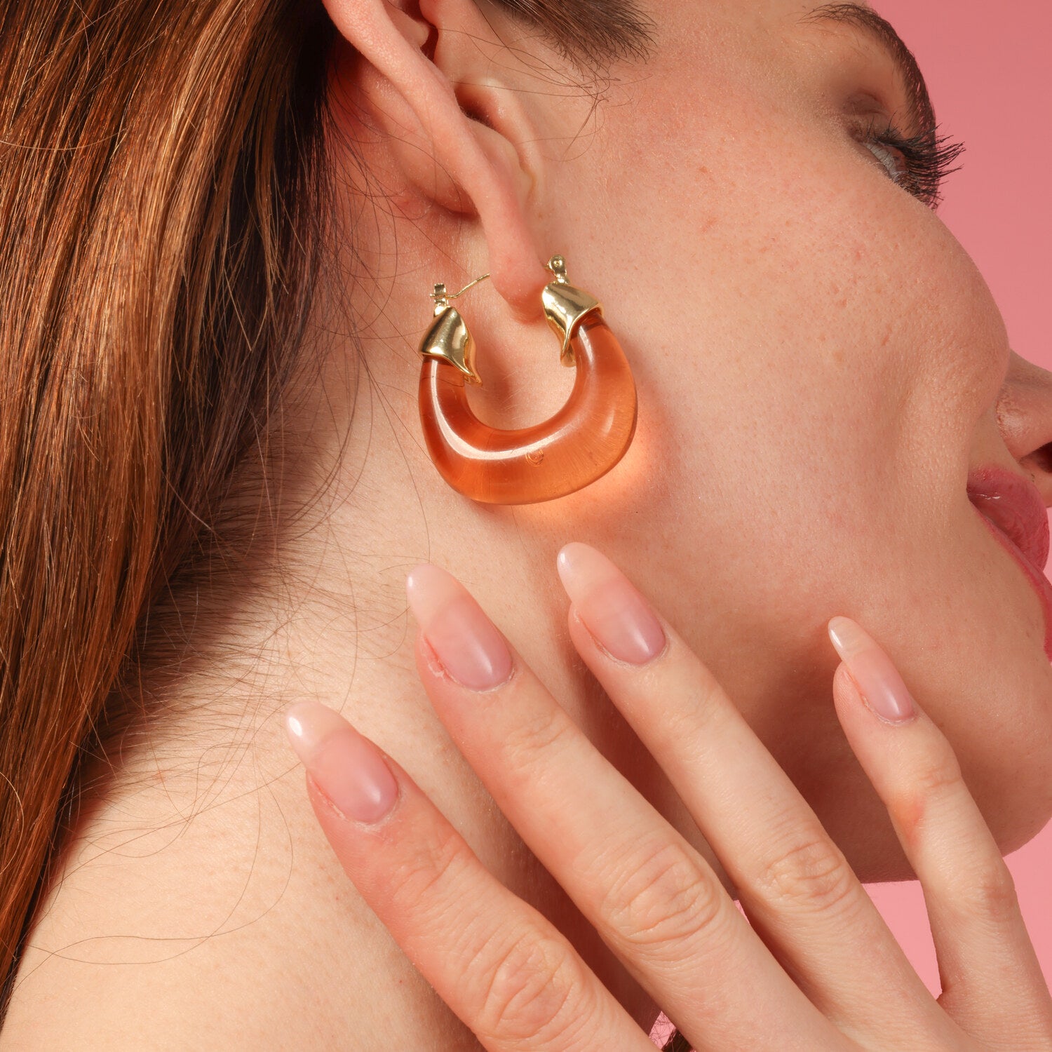 Winslow Topaz Resin And Gold Hoop Earrings