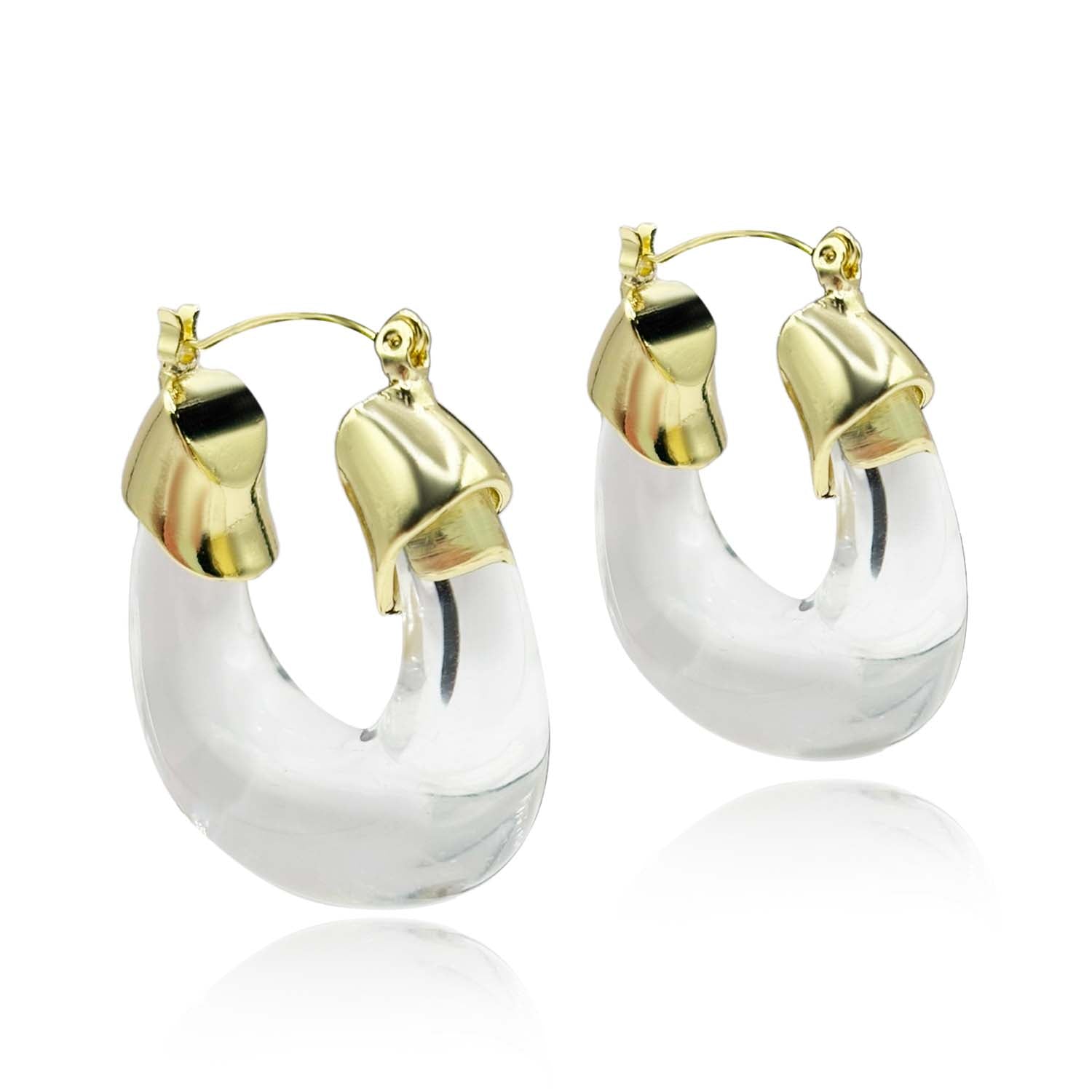 Winslow Clear Resin And Gold Hoop Earrings