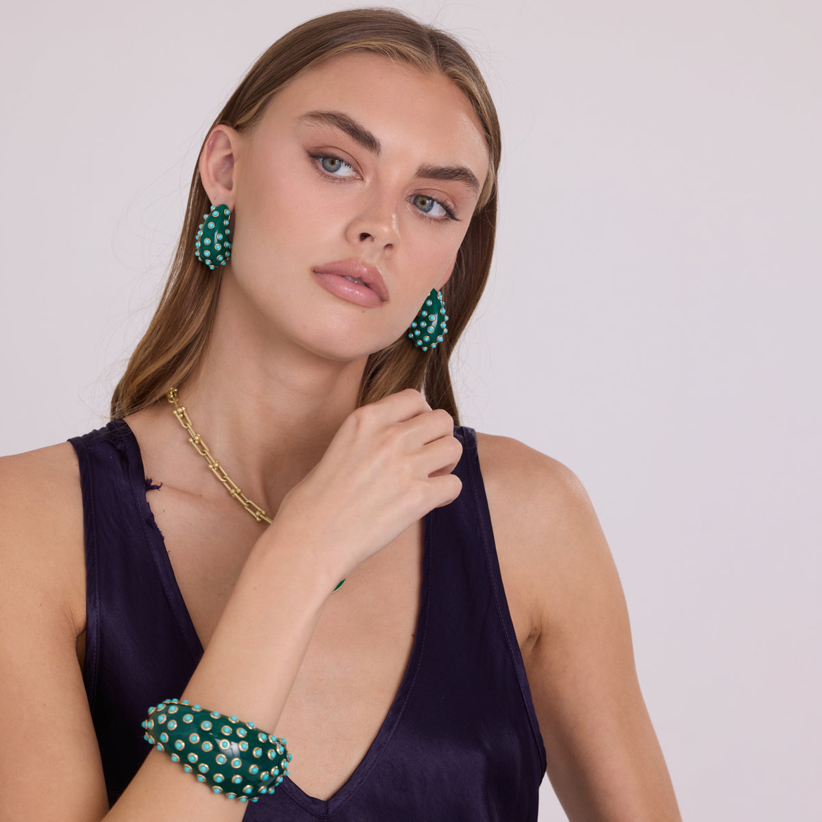 Chelsea Green And Turquoise Cuff