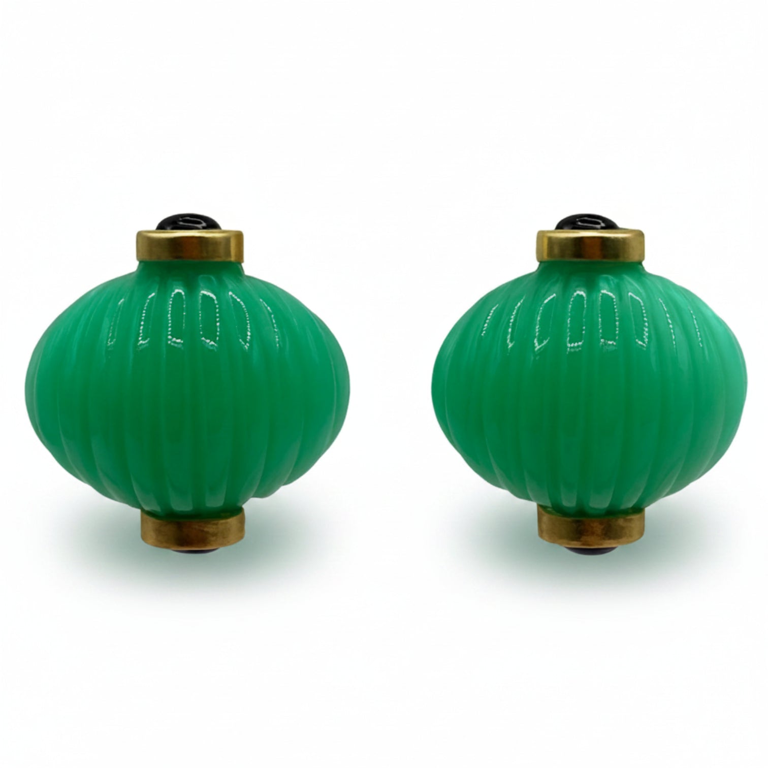 Luisa Carved Jade And Black Onyx Resin Earrings