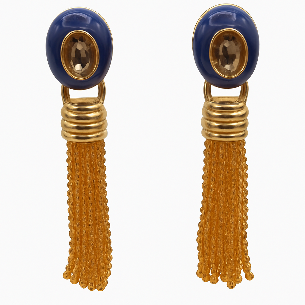 Grace Lapis Resin Earrings With Topaz Faceted Glass Removable Drop