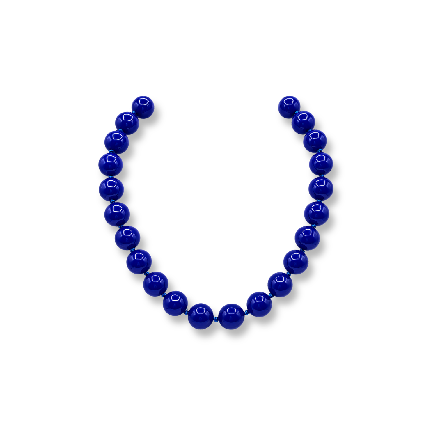 Abigail 14Mm Blue Jasper Knotted Semi Precious Bead Necklace