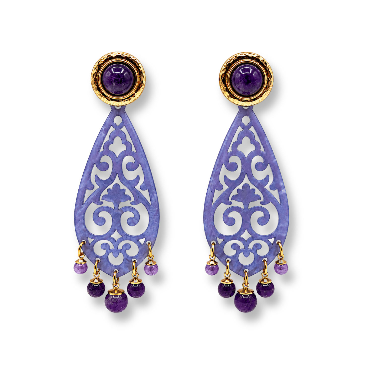 Amelia Light Amethyst Resin Cut Out Resin Drop Earrings