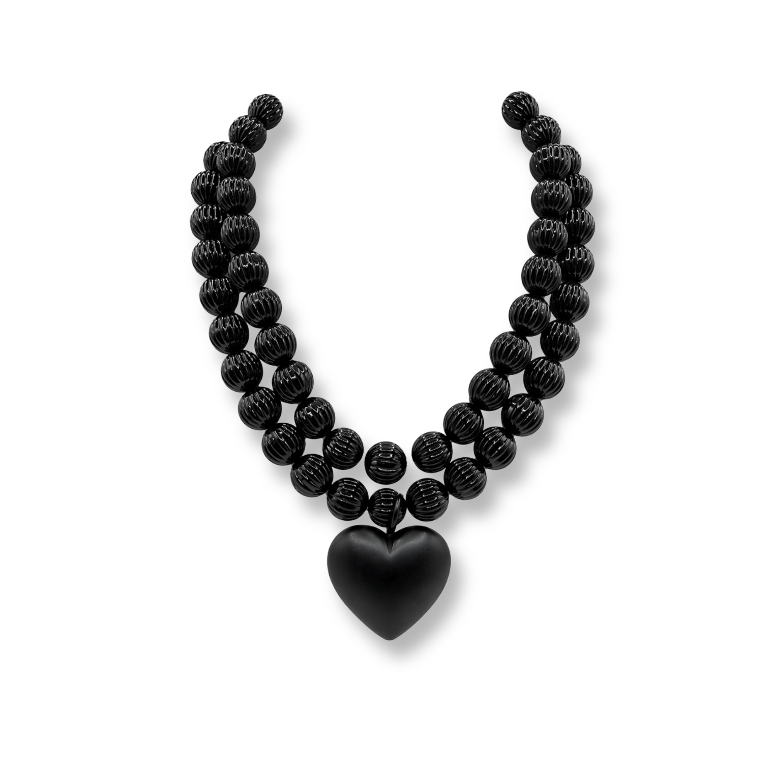 Amour Matte Black Heart Necklace