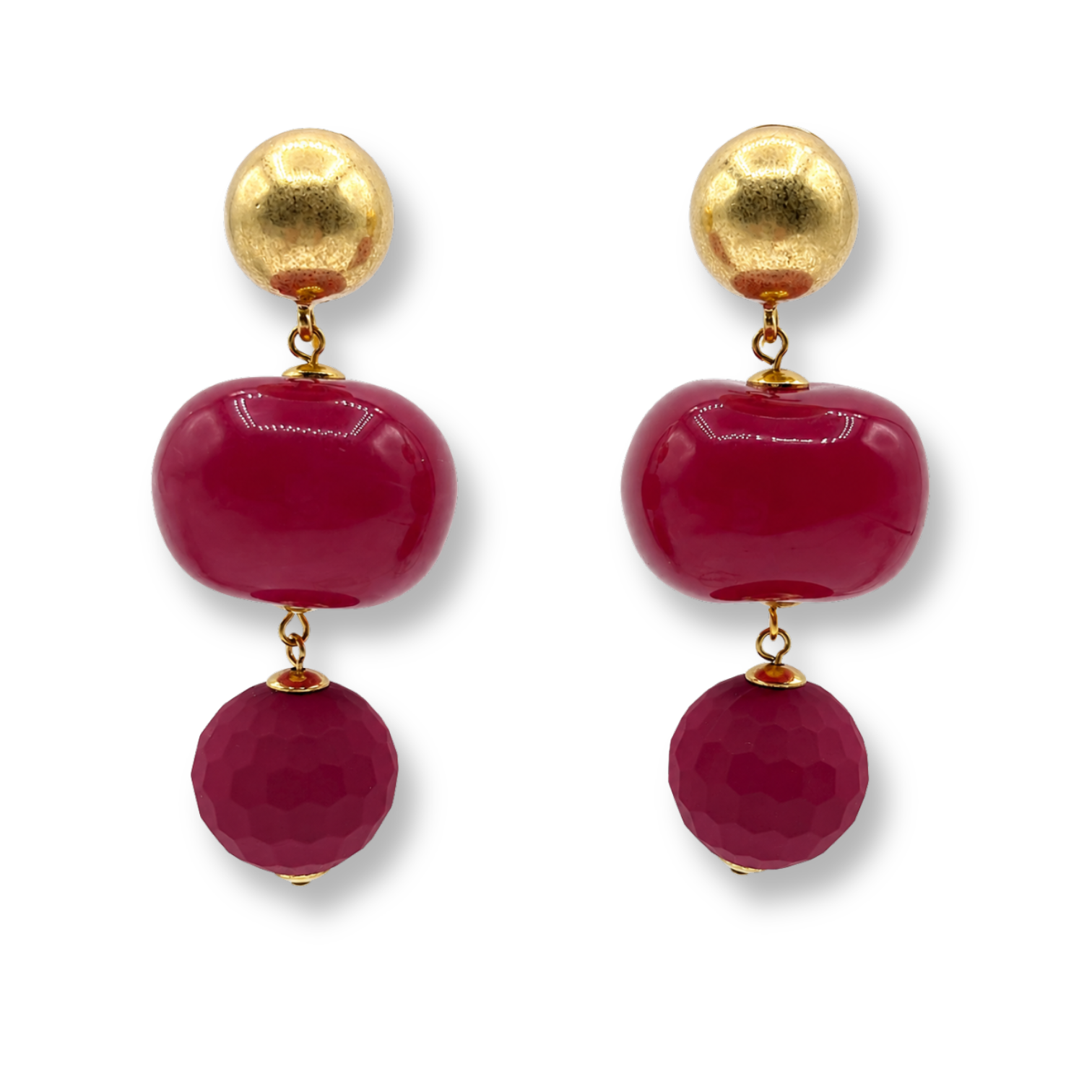Analise Triple Burgundy Resin Drop Pierced Earrings