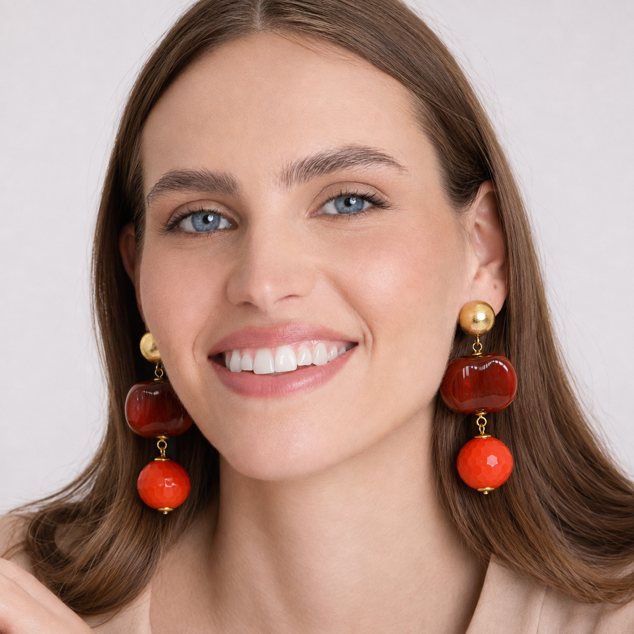 Analise Triple Tortoise And Orange Drop Pierced Earrings