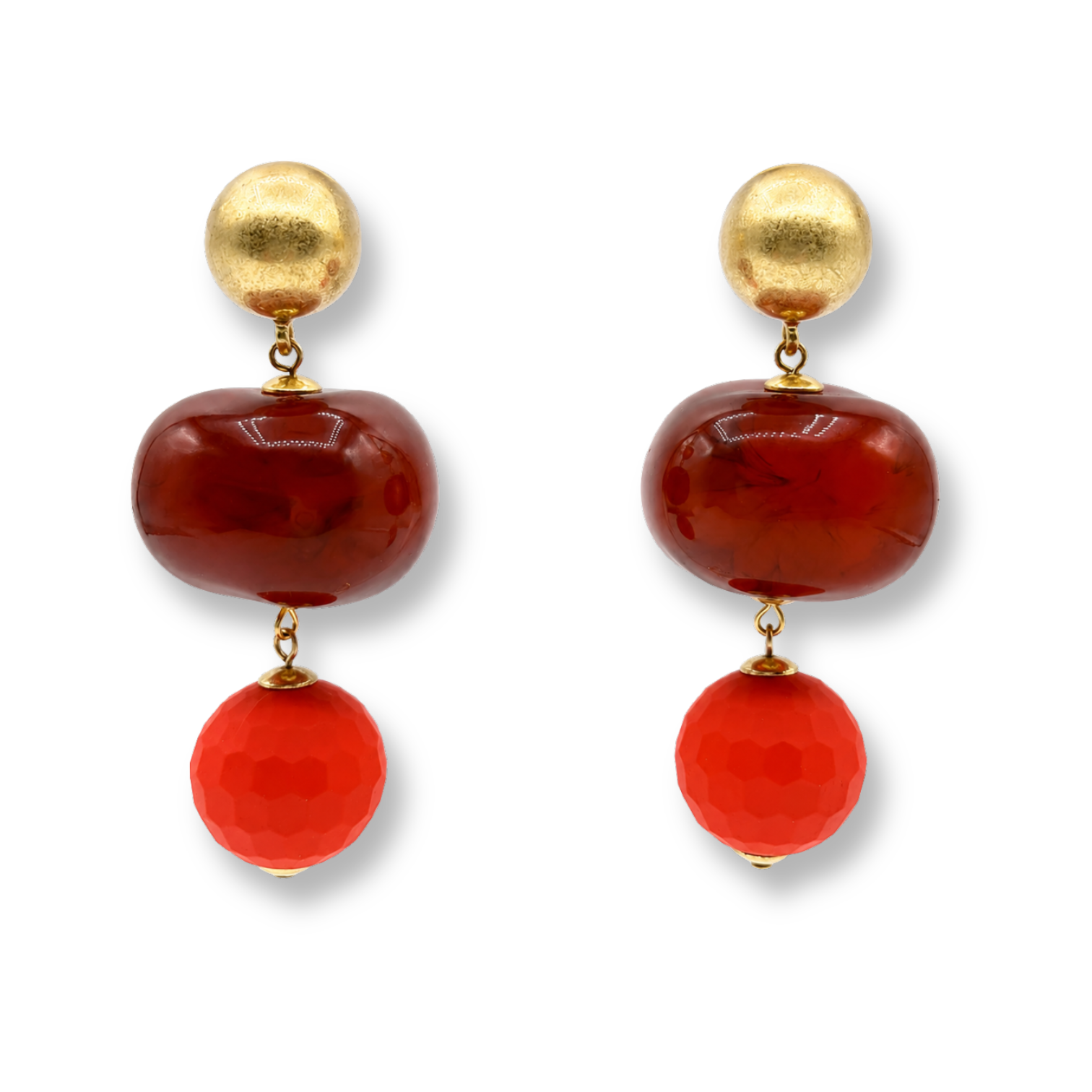 Analise Triple Tortoise And Orange Drop Pierced Earrings