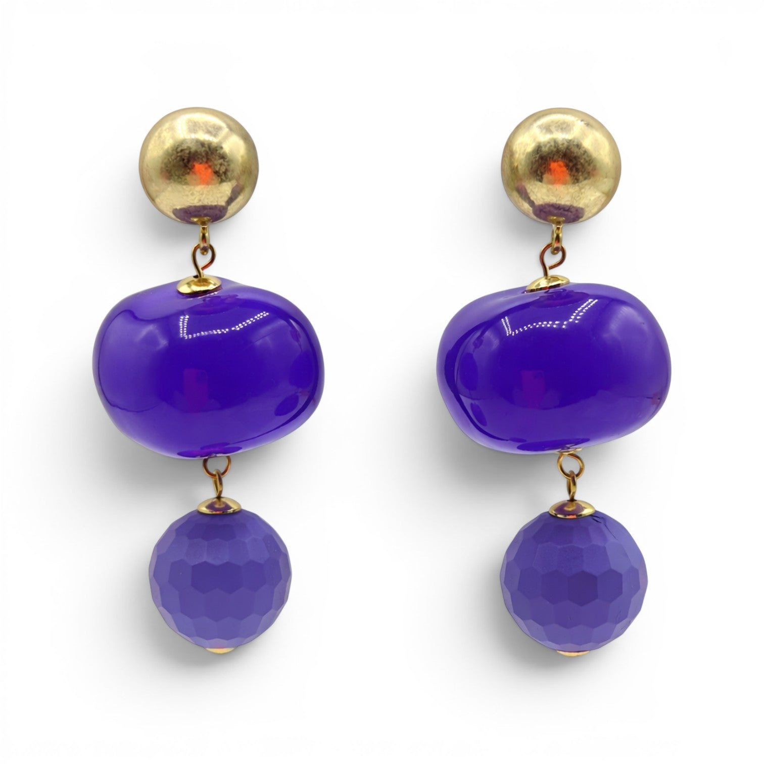 Analise Triple Purple Resin Drop Pierced Earrings