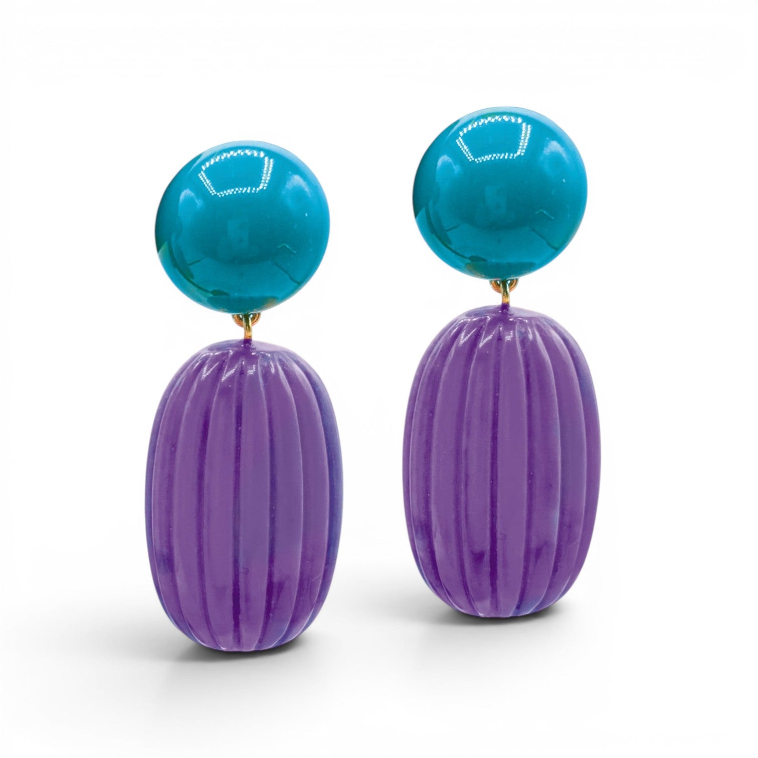 Pendientes Arabella de resina turquesa y morada