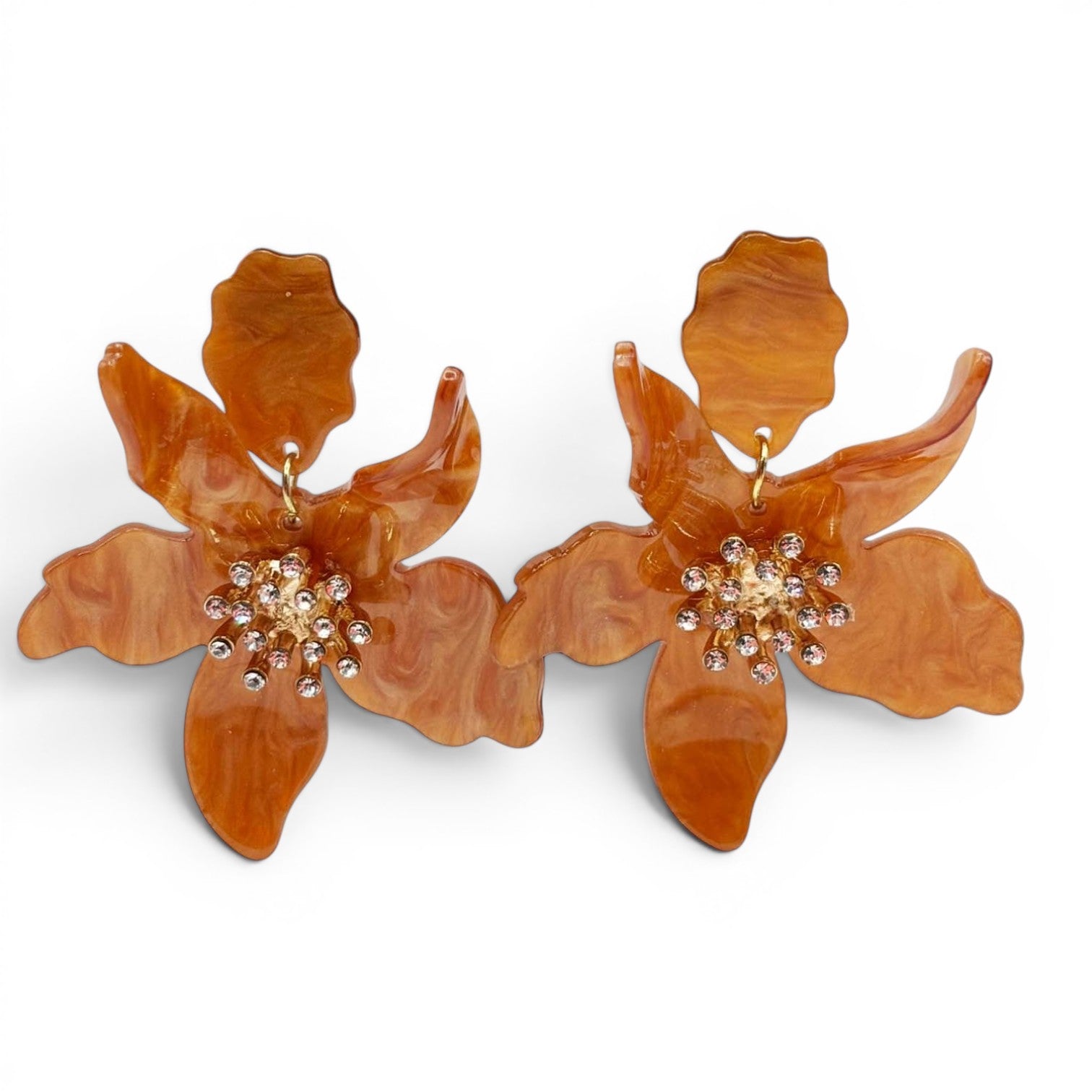 Pendientes colgantes de resina con diseño floral de caramelo de Michele
