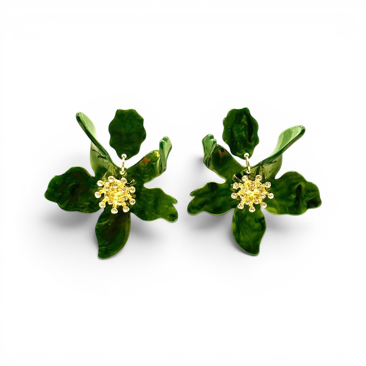 Aurelia Olive Floral Resin Drop Earrings