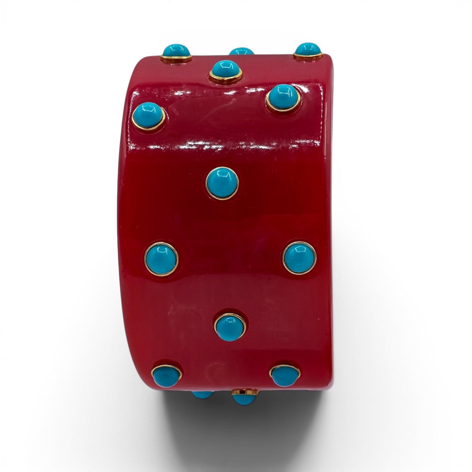 Bella Red Carnelian Bangle With Turquoise Resin Stones