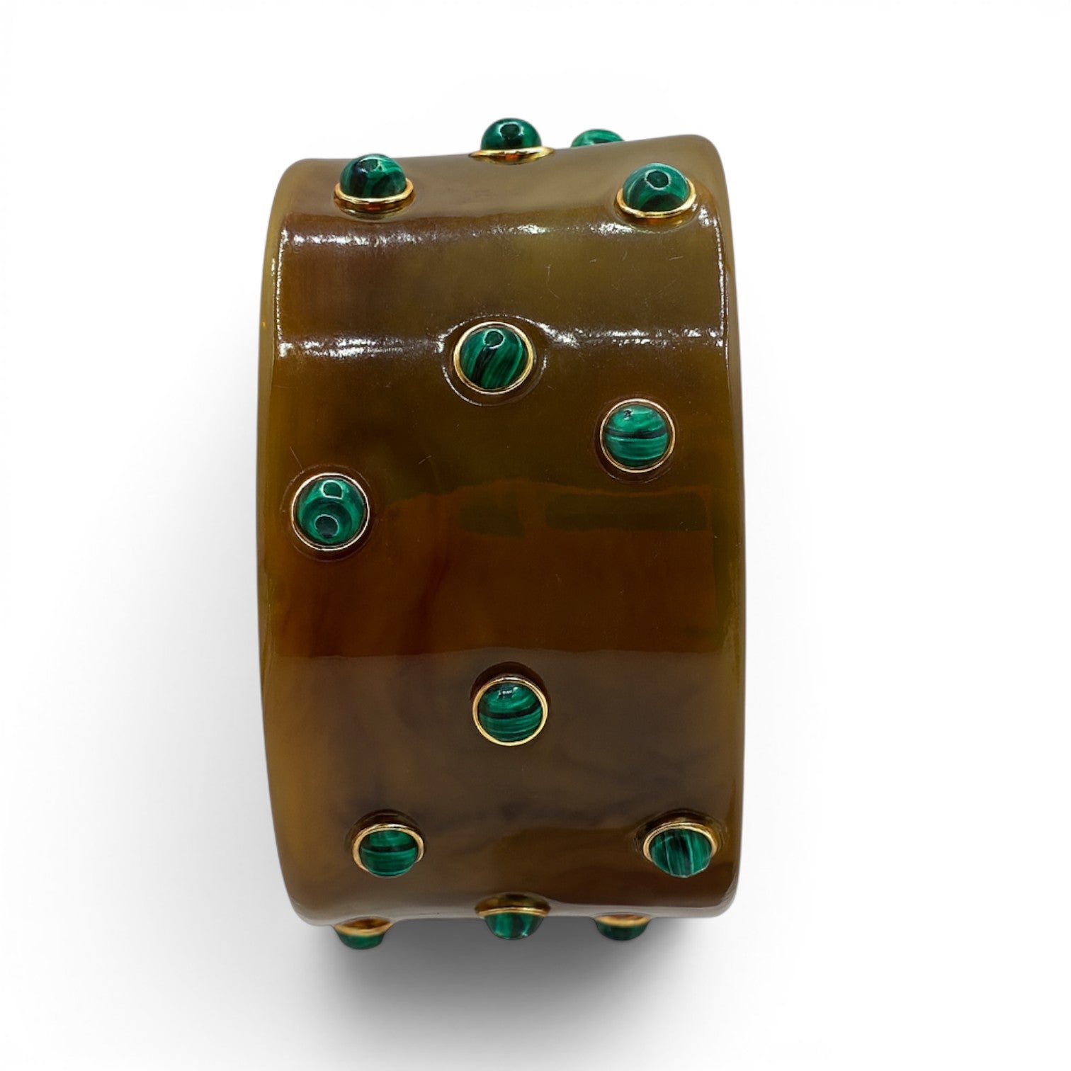 Bella Resin Amber Bangle With Malachite Resin Stones