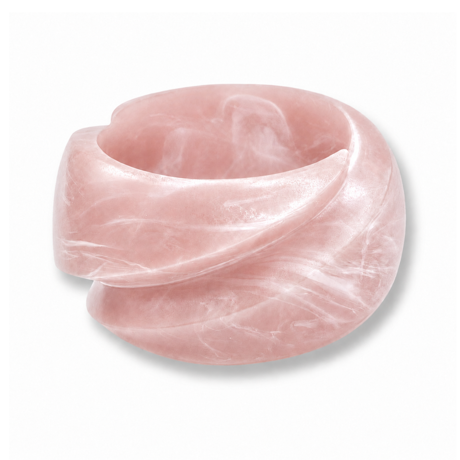 Brigite Matte Rose Quartz Resin Carved Bangle