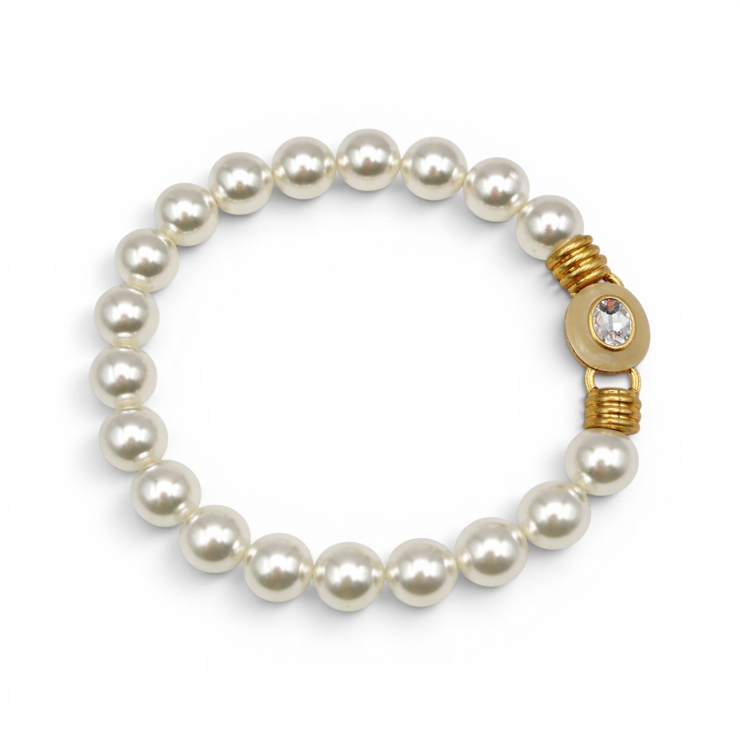 Caroline Pearl Resin Necklace With Crystal Faceted Stone Clasp