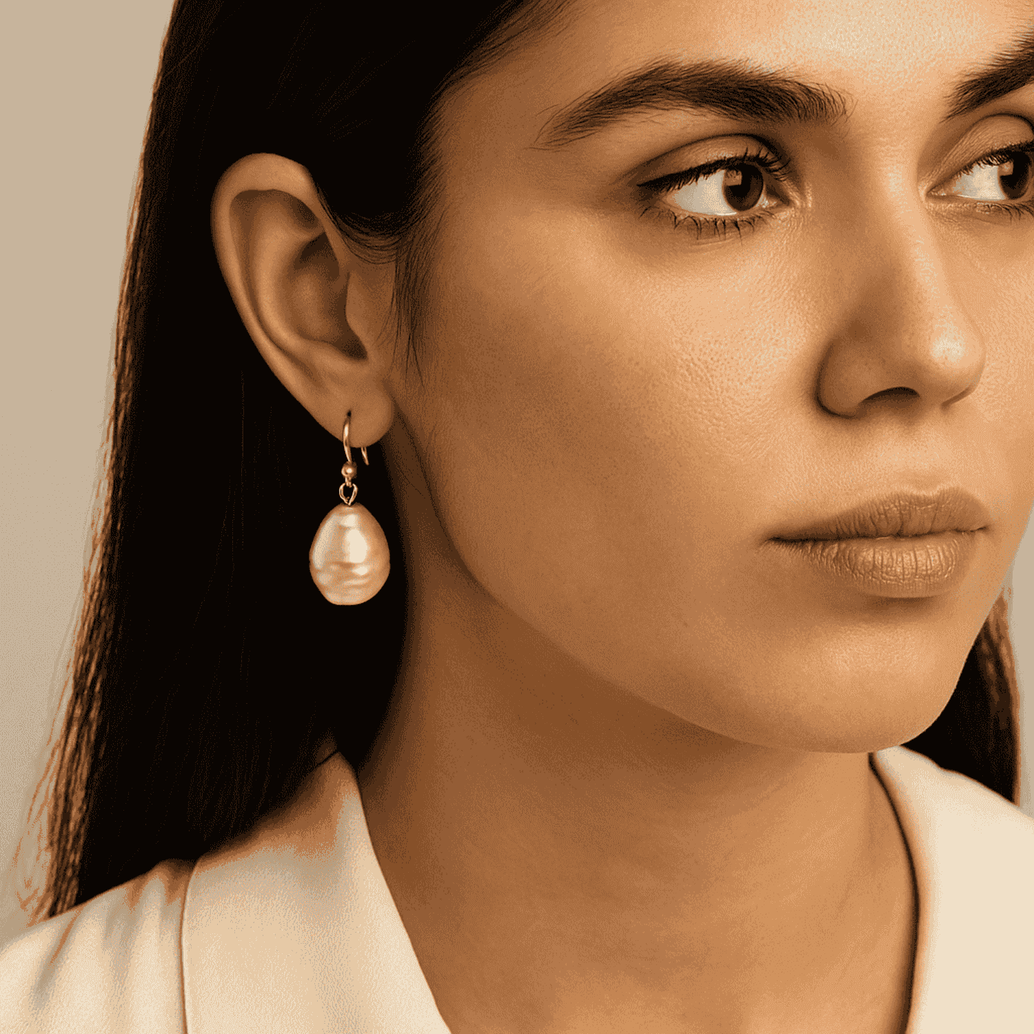 Marcella Champagne Baroque Glass Pearl Drop