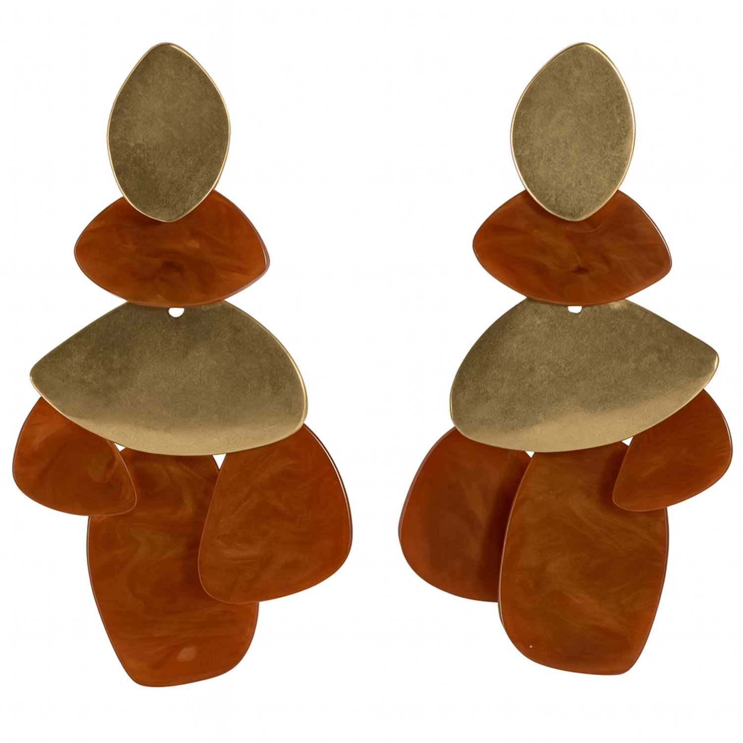 Danielle Carnelian Resin & Worn Gold Pierced Earrings