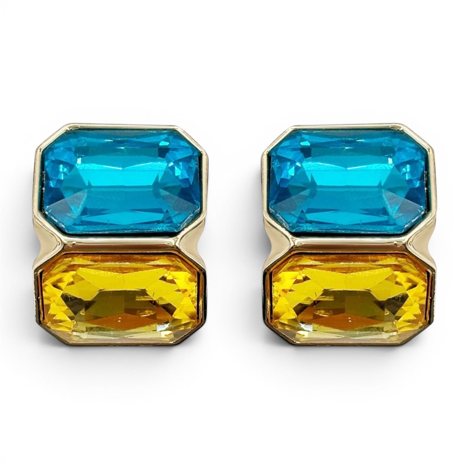Pendientes de clip dobles de piedra Lena Aqua y topacio