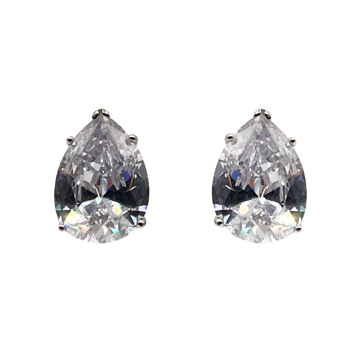 Daphne Clear Cubic Zirconia Pear-Shaped Clip On Earrings