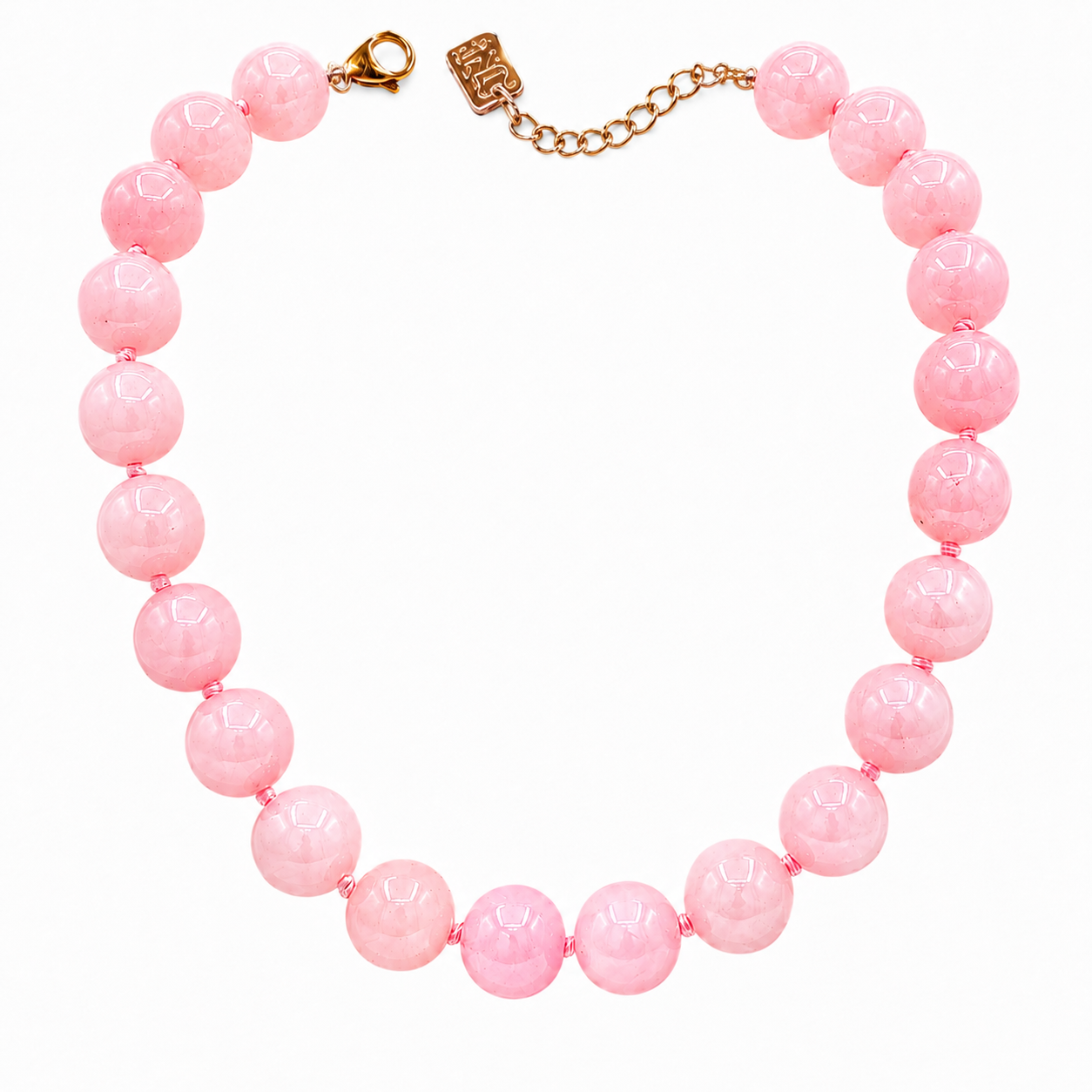 Abigail 14Mm Rose Quartz Knotted Semi Precious Bead Necklace