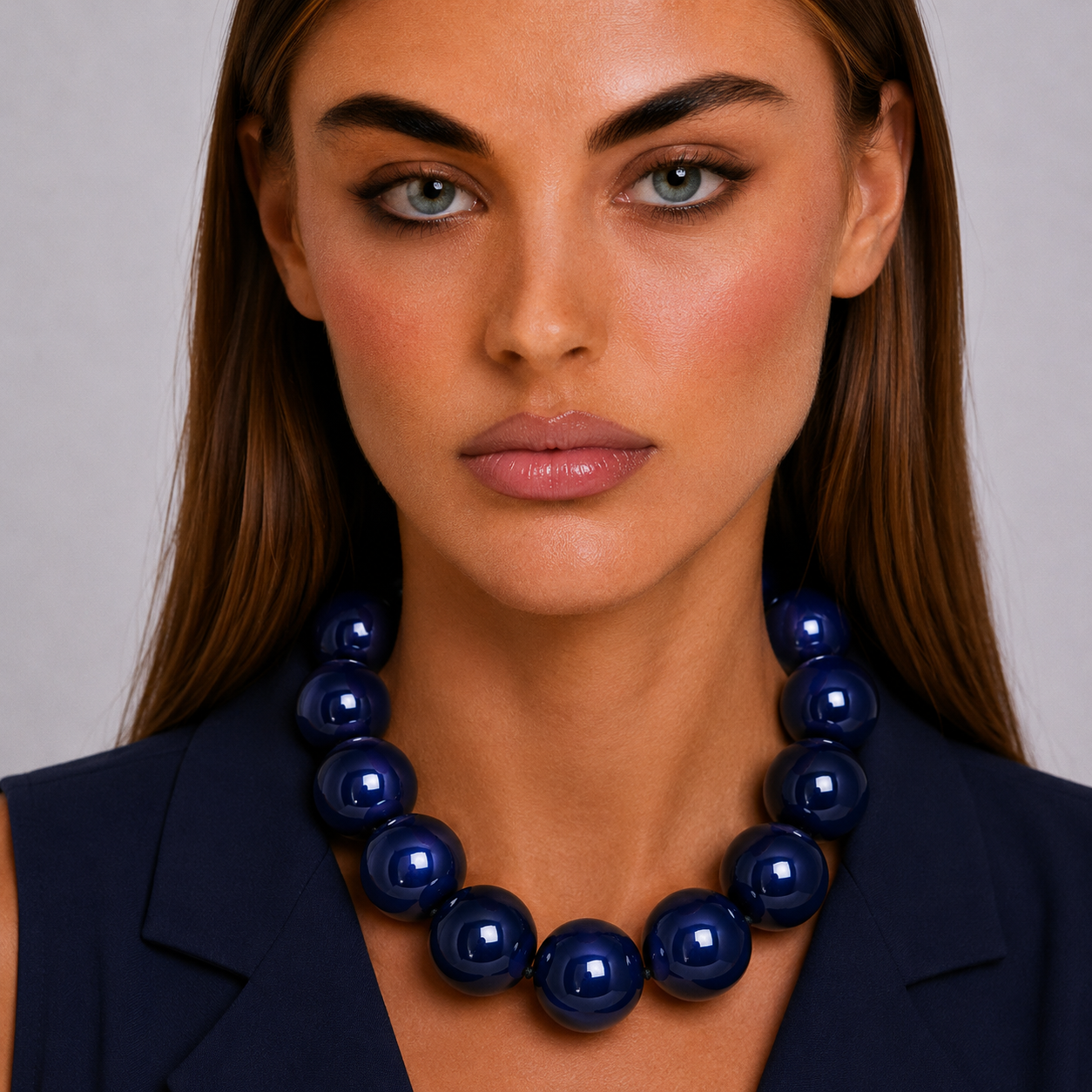 Lucy Navy Gumball Necklace