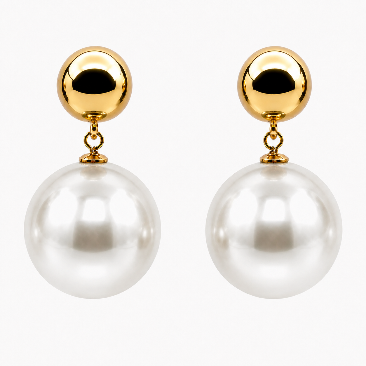 Marylynn Pearl And Gold Ball Drop Earrings