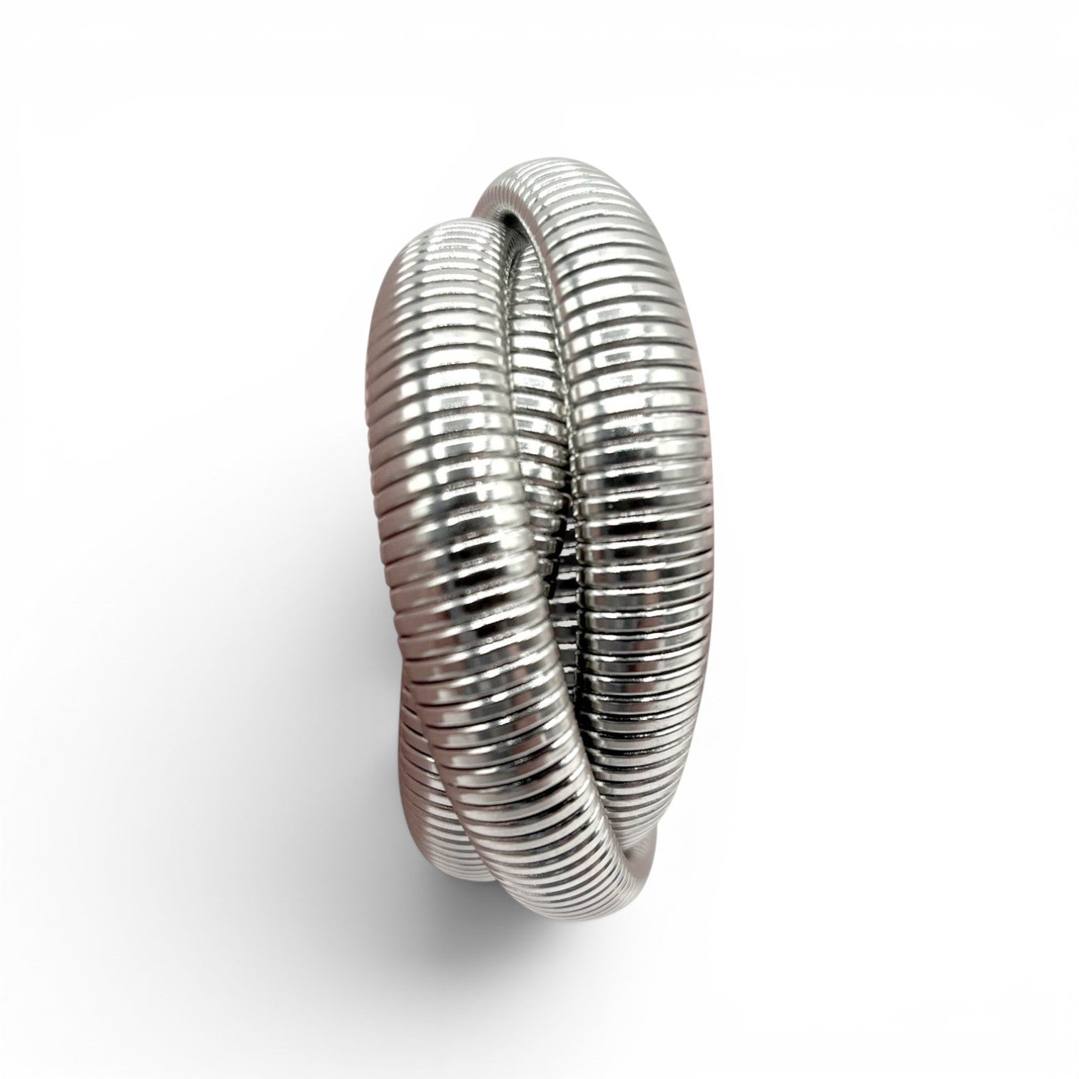 Felicie Rhodium Plated Three Strand Cobra Bracelet