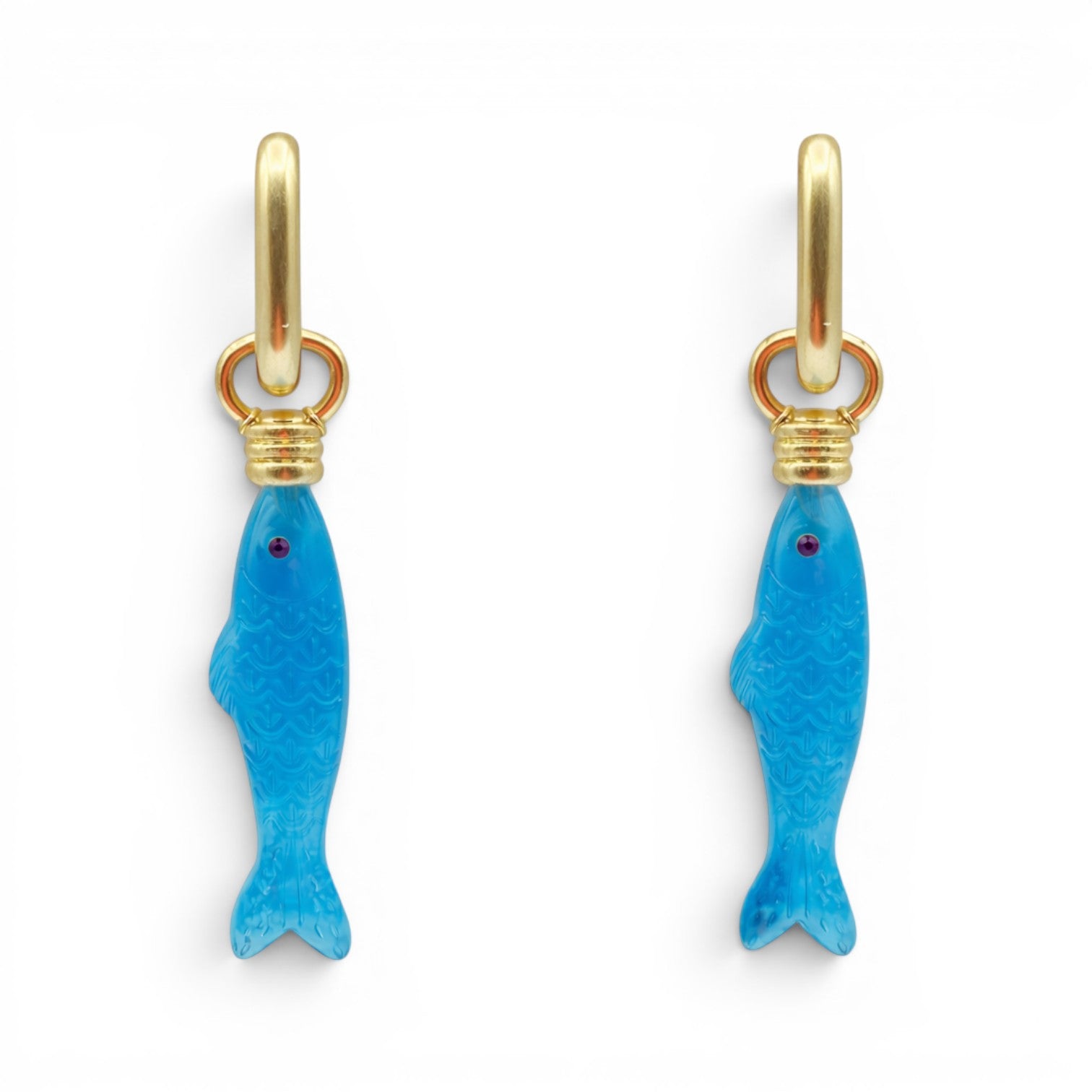 Fish Turquoise Blue Resin Drop Earrings