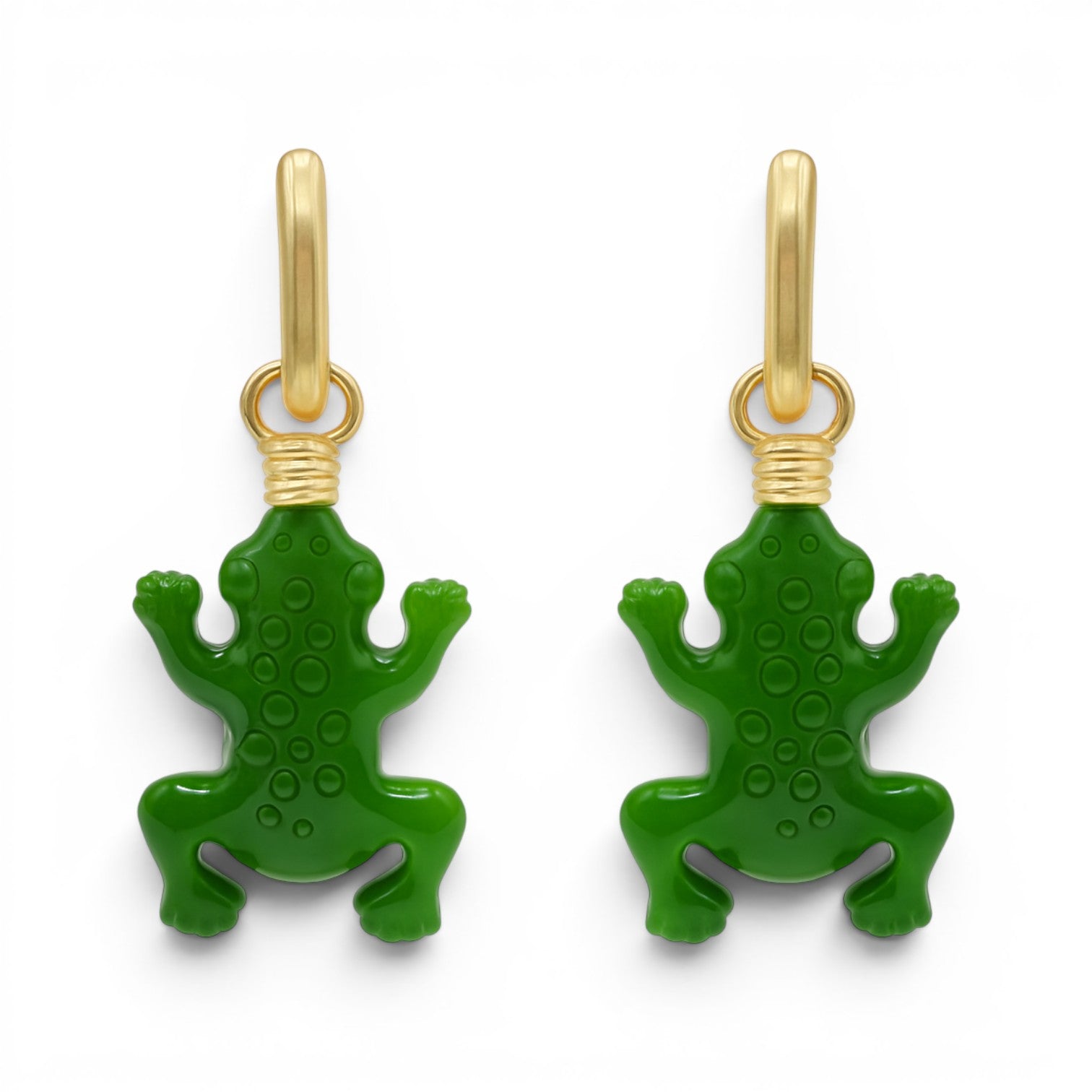 Frog Green Resin Drop Earrings