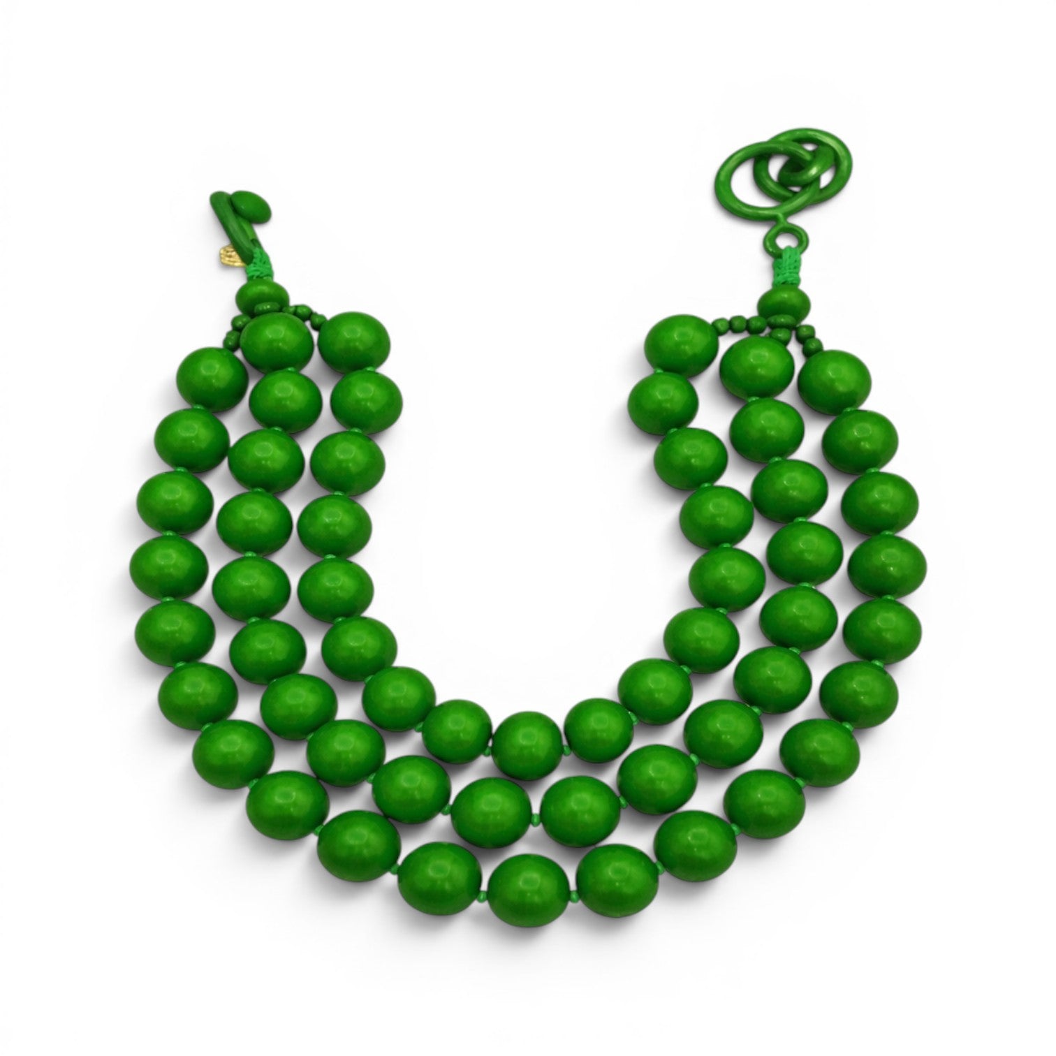 Georgiana Faceted Three Strand Green Resin Necklace