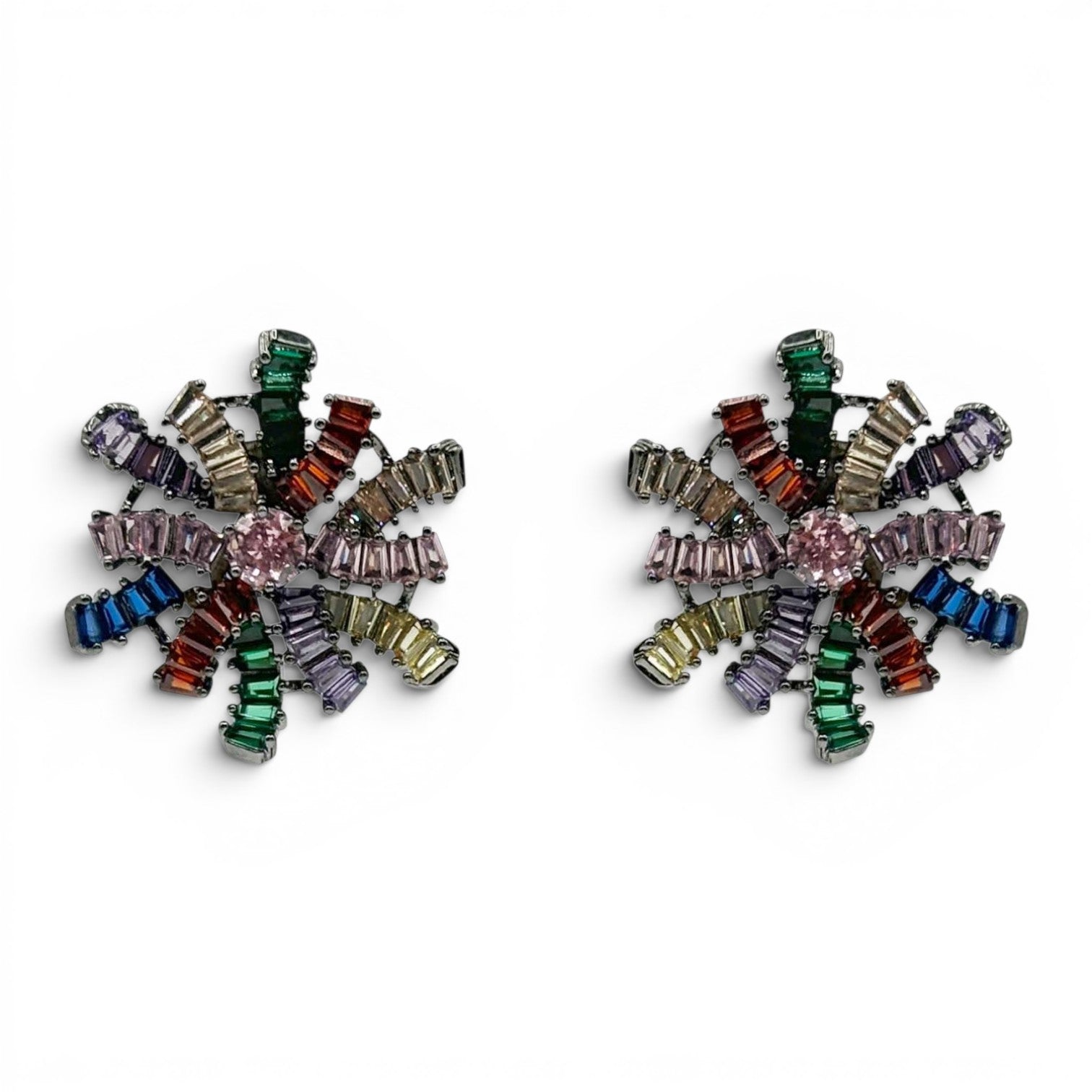 Pendientes de clip Gertrude con baguette multicolor