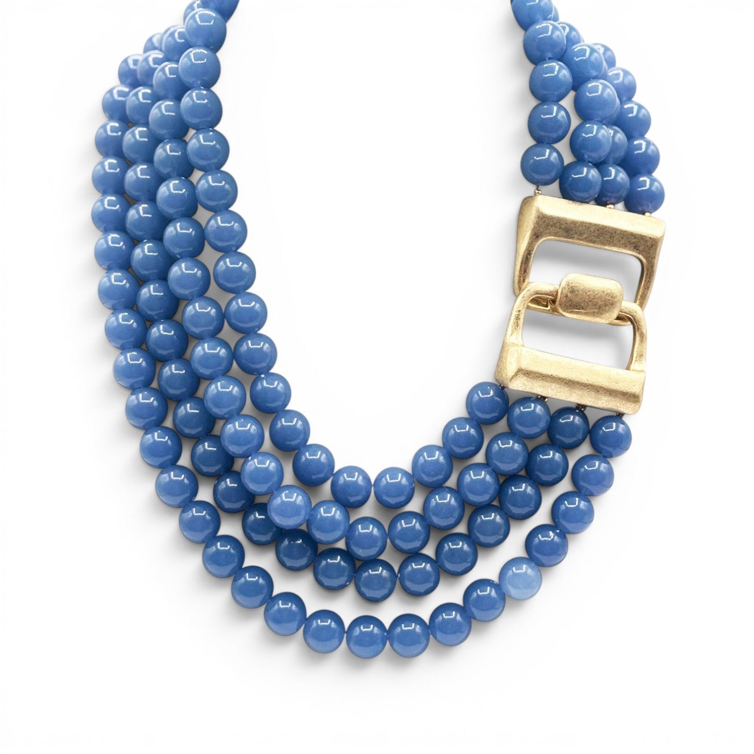 Irena Four Strand Blue Agate Resin Bead Nesting Necklace