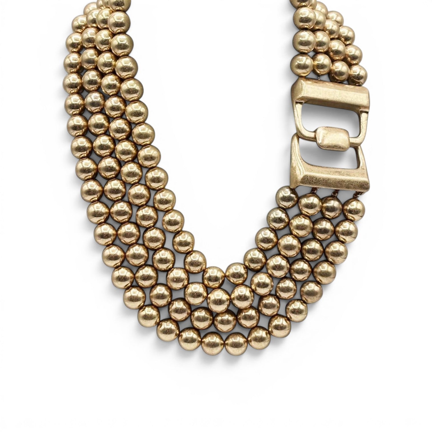 Irena Four Strand Worn Gold Bead Nesting Necklace