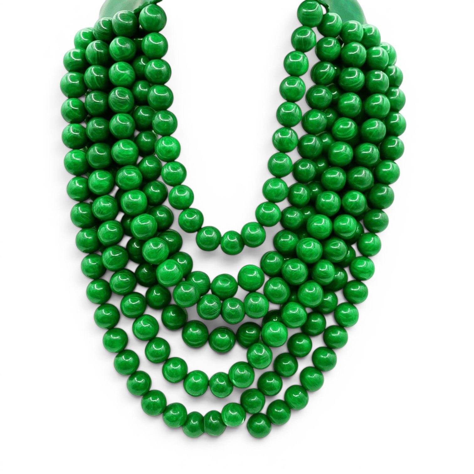 Collar Liliana de varias hebras de resina de malaquita con cierre ajustable vegano verde